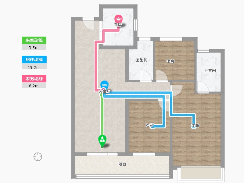 浙江省-金华市-滨江万家星悦-87.21-户型库-动静线