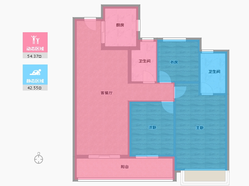 浙江省-金华市-滨江万家星悦-87.21-户型库-动静分区