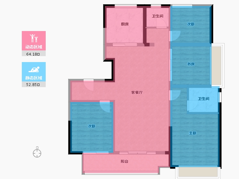 山东省-济南市- 城投逸山府-105.00-户型库-动静分区