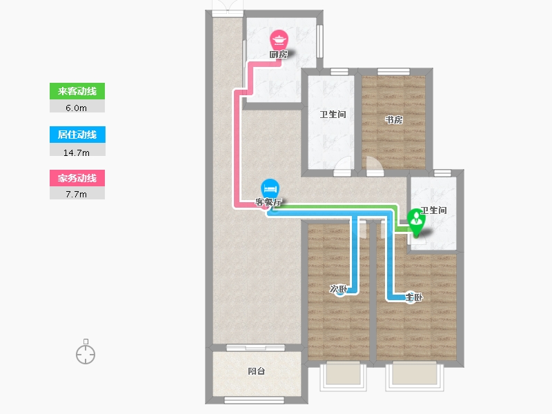 江苏省-徐州市-润柏华庭-89.32-户型库-动静线