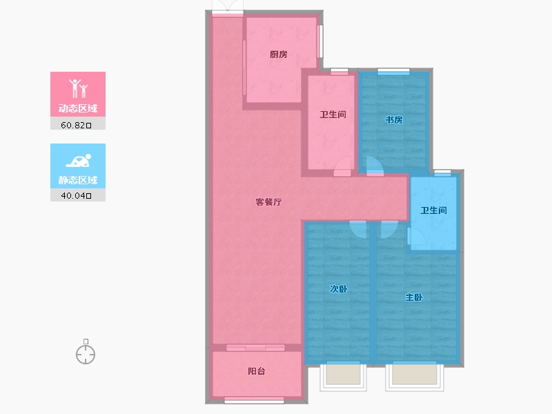 江苏省-徐州市-润柏华庭-89.32-户型库-动静分区