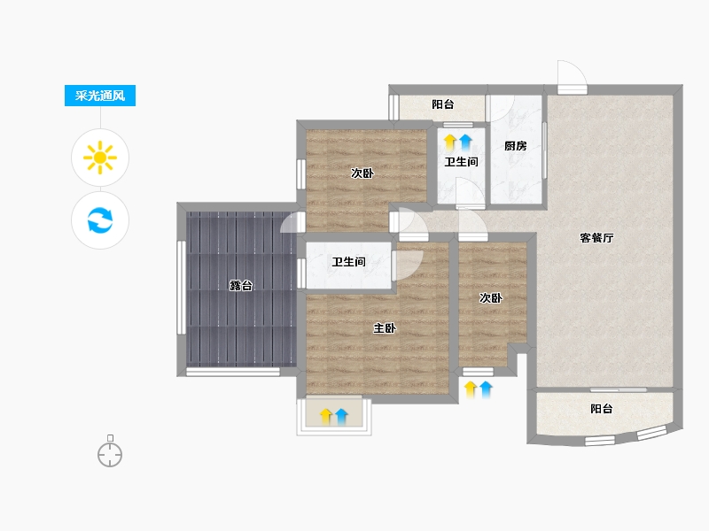 广东省-深圳市-金城华庭-83.98-户型库-采光通风