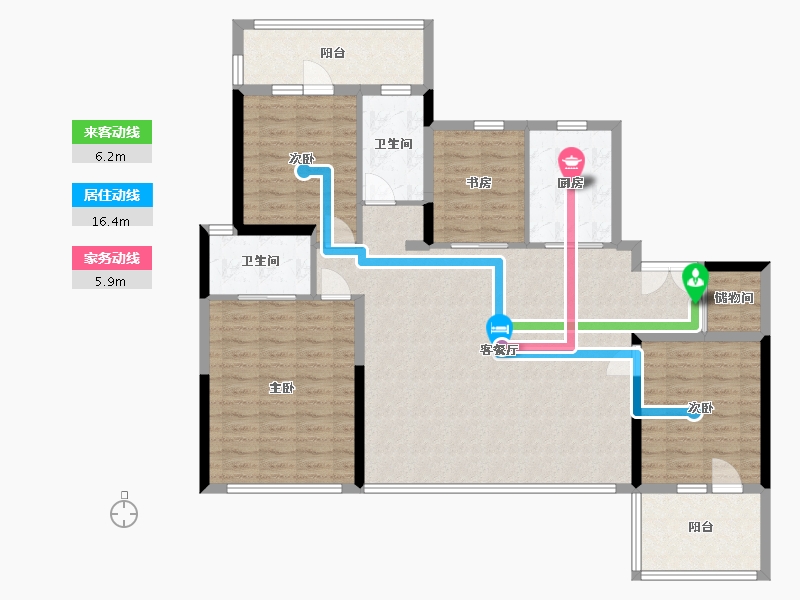 陕西省-西安市-龙翔·奥城云玺-128.85-户型库-动静线