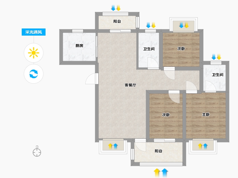 广东省-深圳市-景亿山庄-72.58-户型库-采光通风