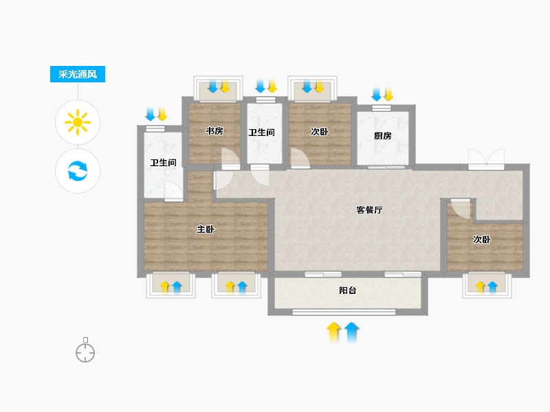 湖北省-武汉市-武汉城建悦享湖璟-93.14-户型库-采光通风