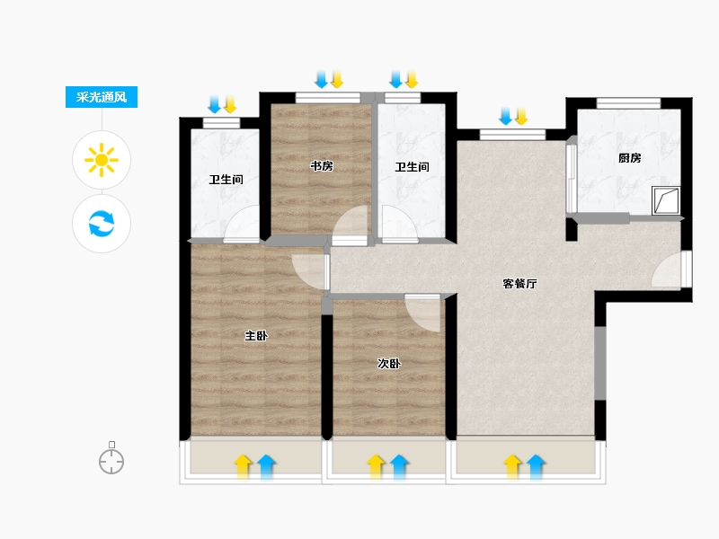 北京-北京市-建发文源府-76.02-户型库-采光通风