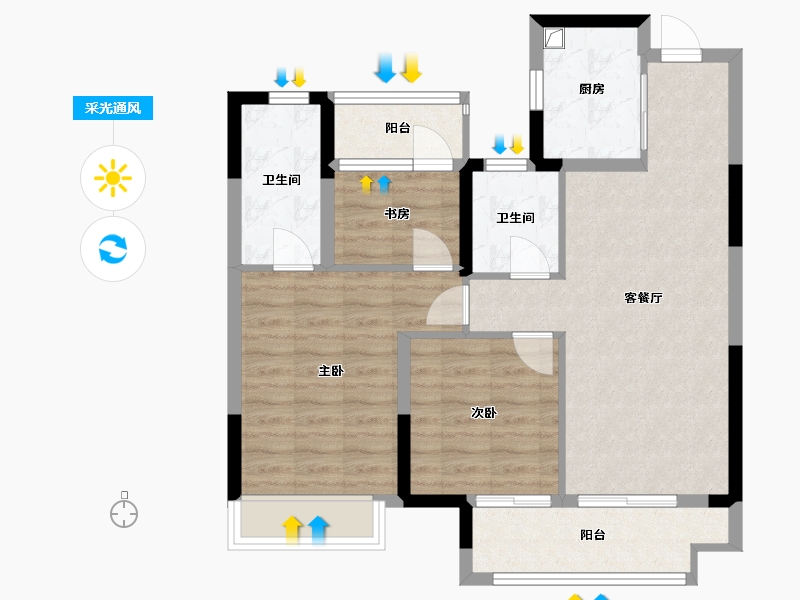 江苏省-苏州市-云溪华庭-79.20-户型库-采光通风