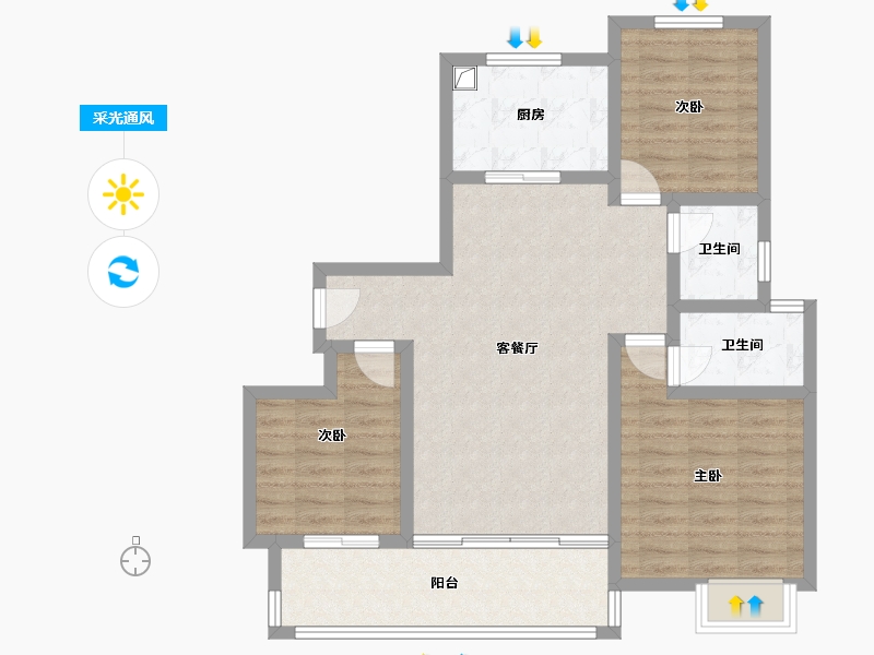 河北省-石家庄市-西三教新区-100.00-户型库-采光通风