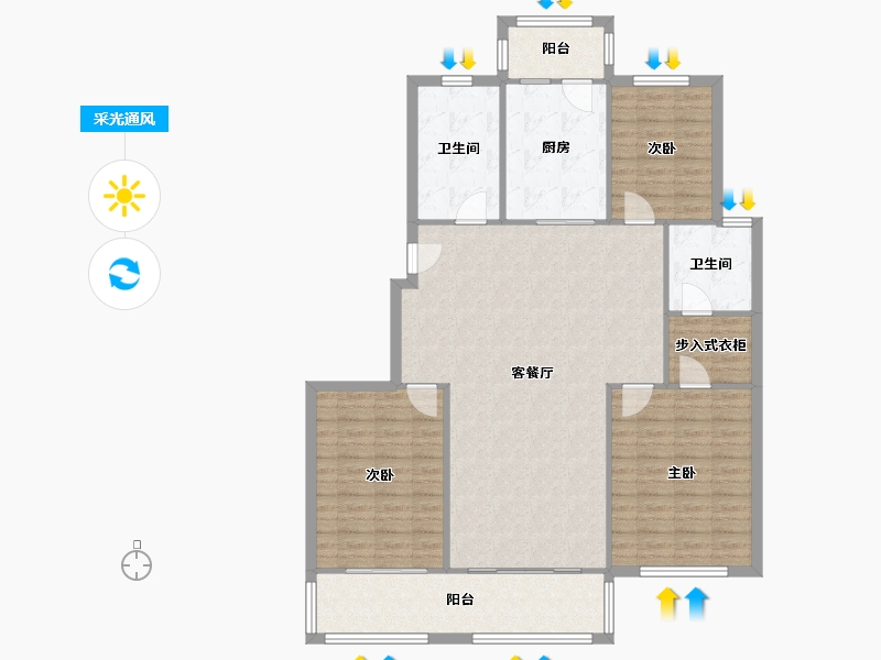 江苏省-南通市-十里花苑-92.00-户型库-采光通风