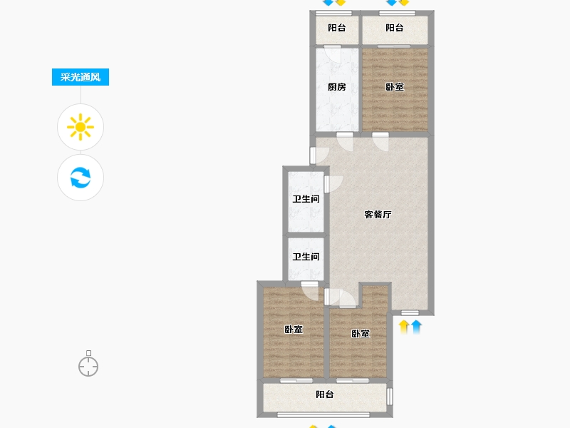 北京-北京市-香山新园-120.00-户型库-采光通风