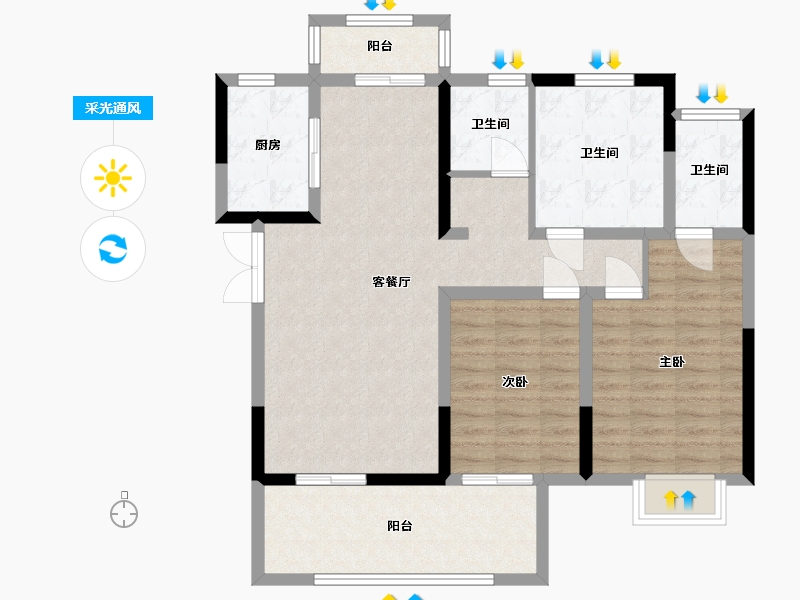 河南省-焦作市-建业未来城-90.40-户型库-采光通风