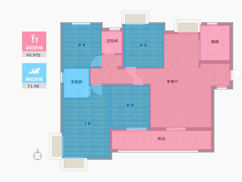 福建省-漳州市-建发朗云-100.67-户型库-动静分区