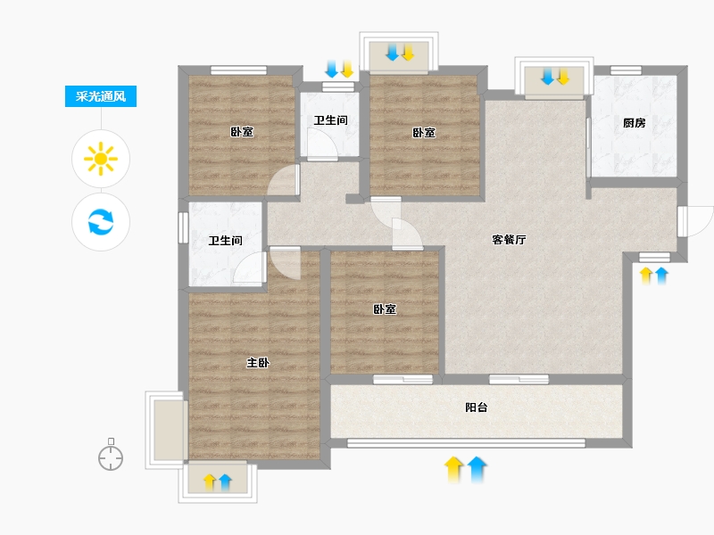 福建省-漳州市-建发朗云-100.67-户型库-采光通风