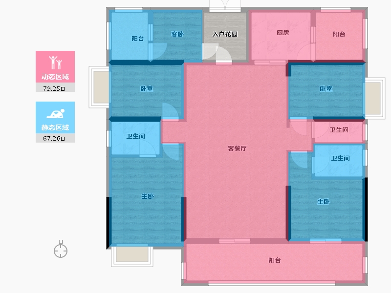 广东省-肇庆市-明珠天韵花园-136.29-户型库-动静分区