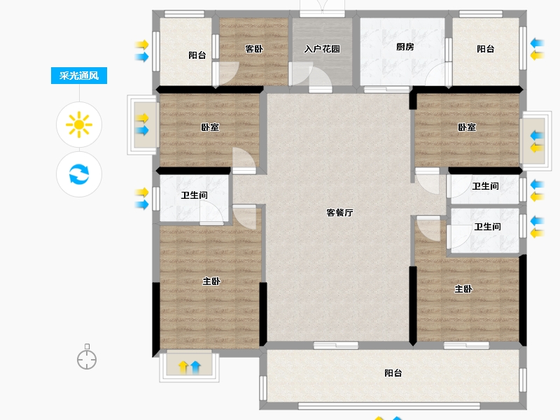 广东省-肇庆市-明珠天韵花园-136.29-户型库-采光通风