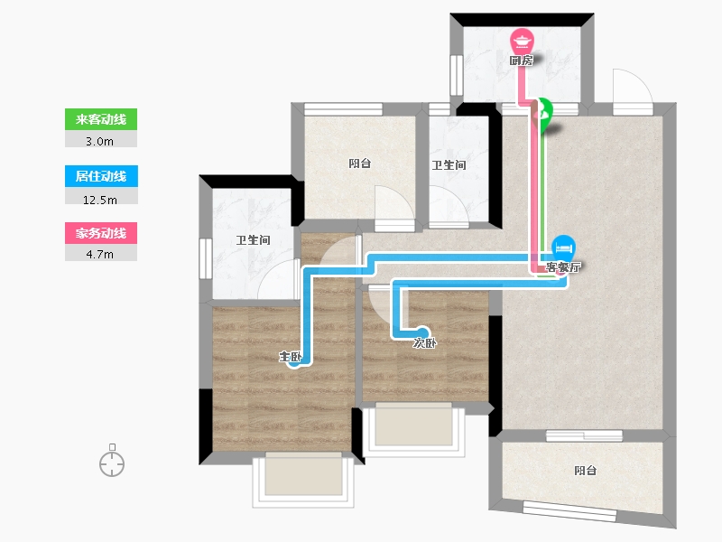 广东省-佛山市-新明珠江畔明珠-56.64-户型库-动静线