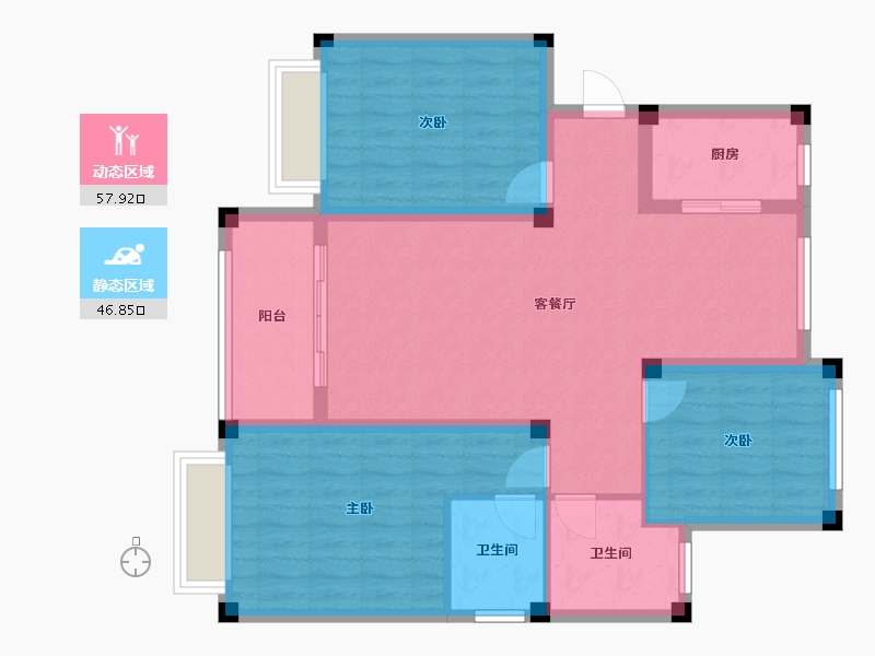 山东省-威海市-海泰庄园-100.45-户型库-动静分区