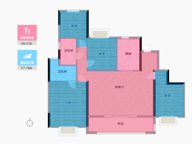 江苏省-苏州市-龙湖御湖境-113.77-户型库-动静分区