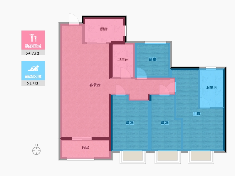 广东省-广州市-力迅西关雅筑-94.40-户型库-动静分区