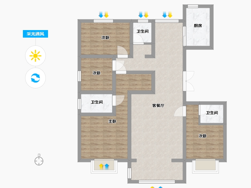 河北省-邢台市-大河时代六号院-116.00-户型库-采光通风