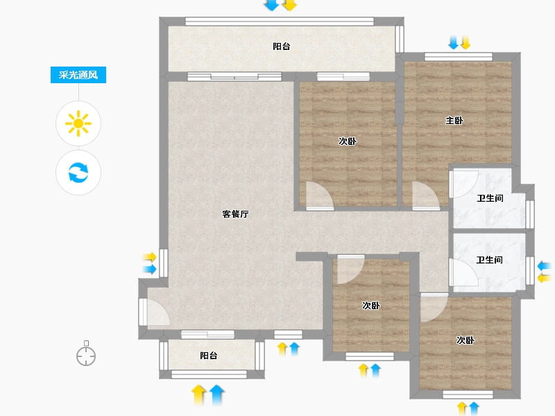 福建省-福州市-连江恒宇国际观澜-83.20-户型库-采光通风