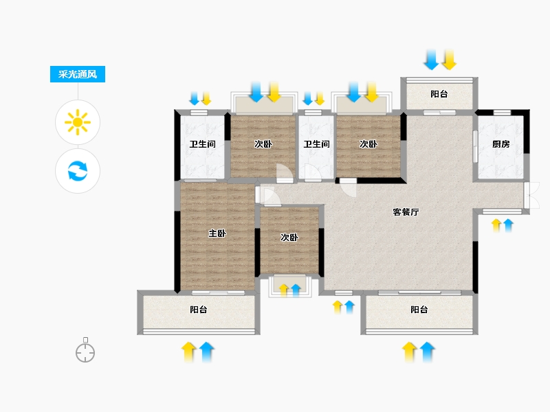 湖南省-邵阳市-乾道魏源壹号院-170.00-户型库-采光通风