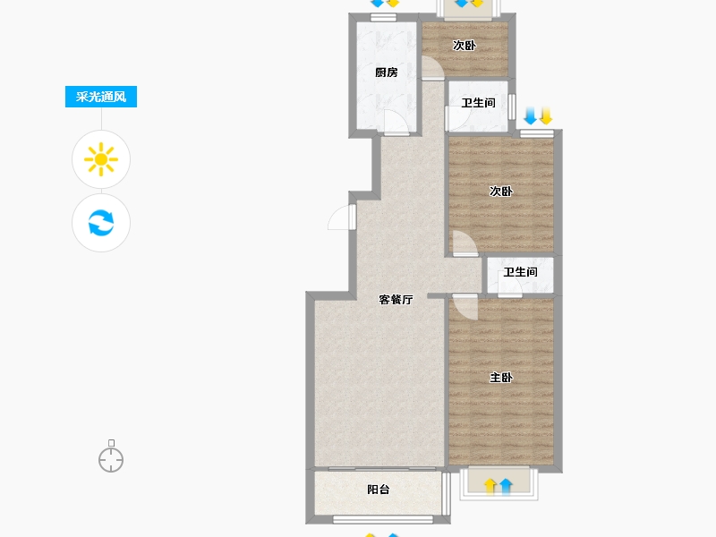 山东省-济南市-君帝园-120.00-户型库-采光通风