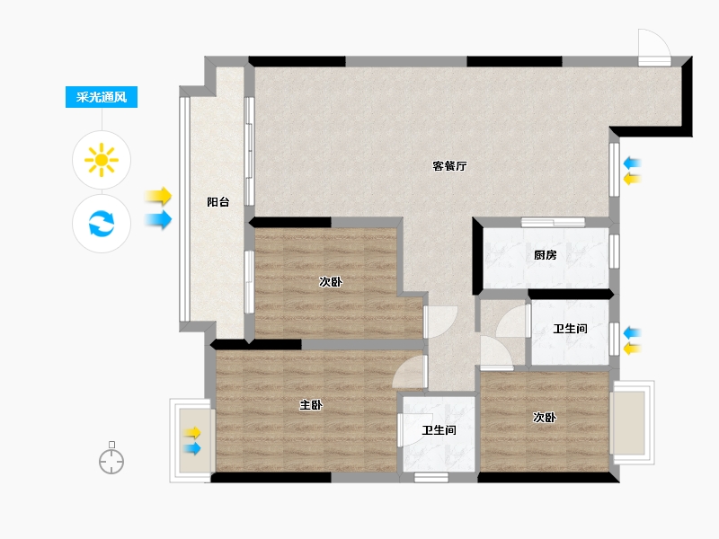 江西省-九江市-嘉园悦湖居-101.60-户型库-采光通风