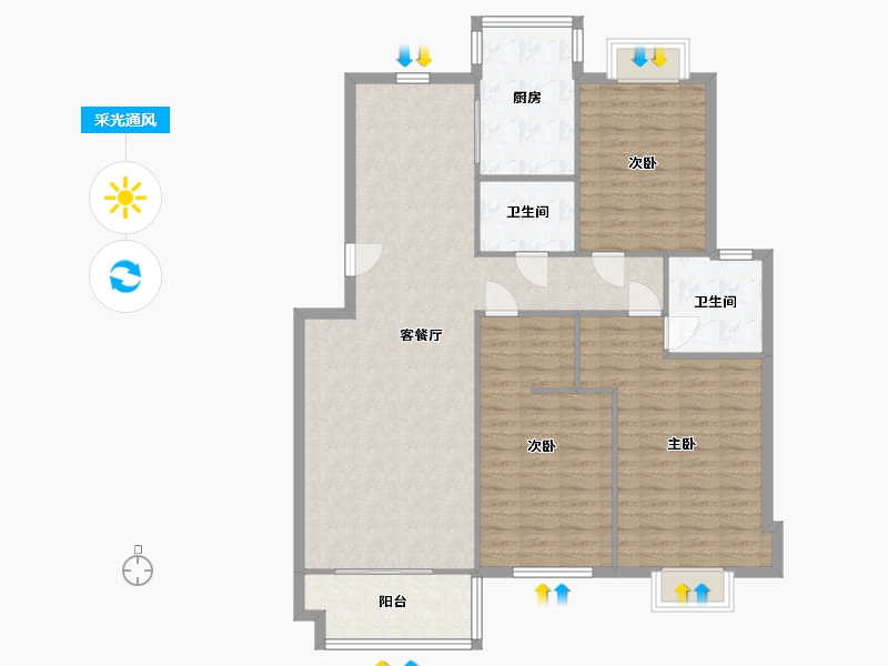 山东省-青岛市-阳光山色小区-120.00-户型库-采光通风