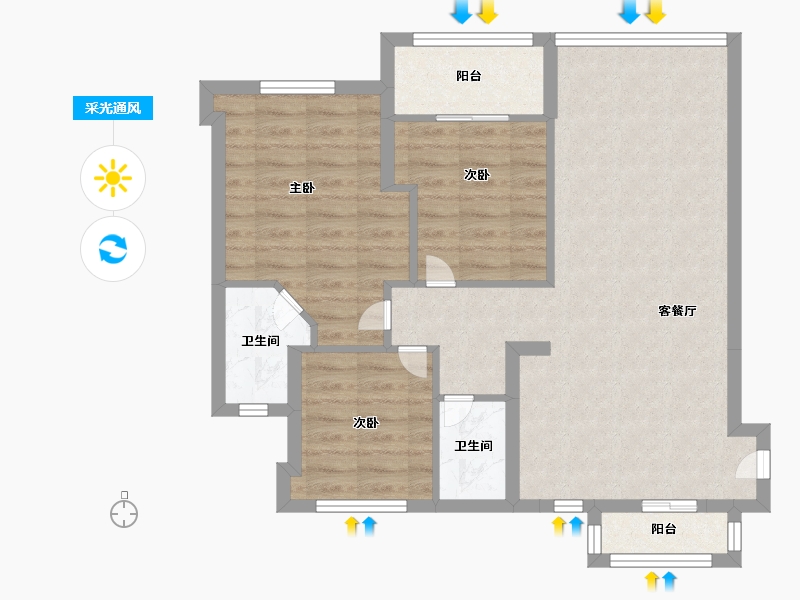 福建省-福州市-连江恒宇国际观澜-76.00-户型库-采光通风