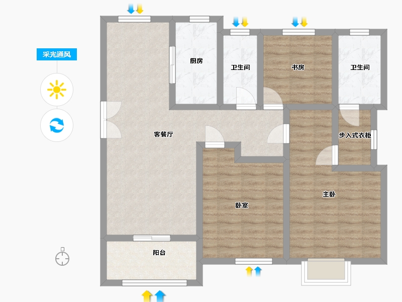 江苏省-宿迁市-泗洪景粼别院-96.00-户型库-采光通风