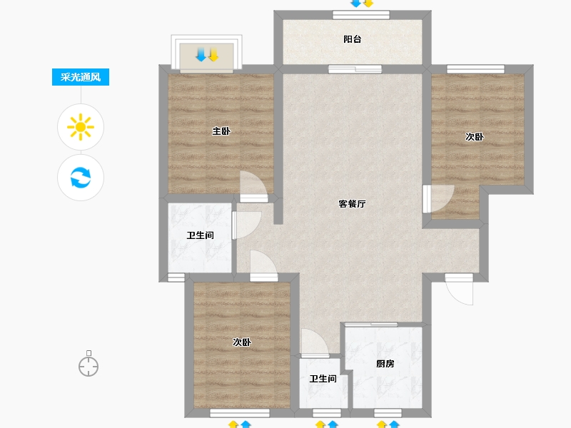 河北省-邯郸市-壹号院-96.00-户型库-采光通风