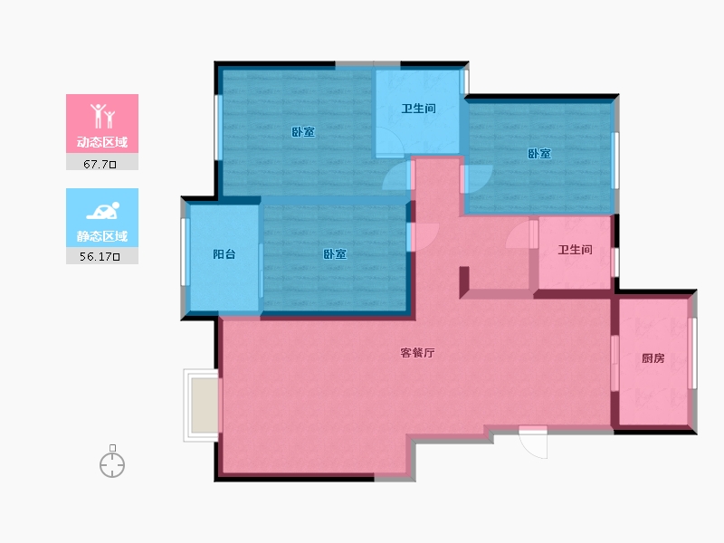 山东省-临沂市-玉带社区-107.00-户型库-动静分区