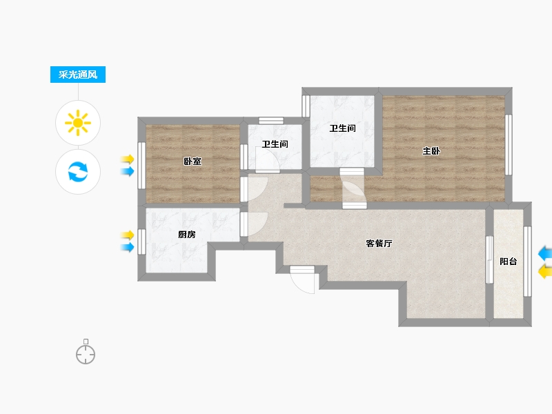 河北省-石家庄市-金地格林郡-60.00-户型库-采光通风