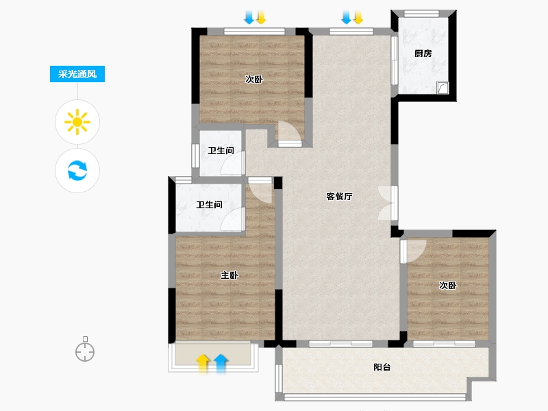 河南省-南阳市-邓州东正颐和府-101.60-户型库-采光通风