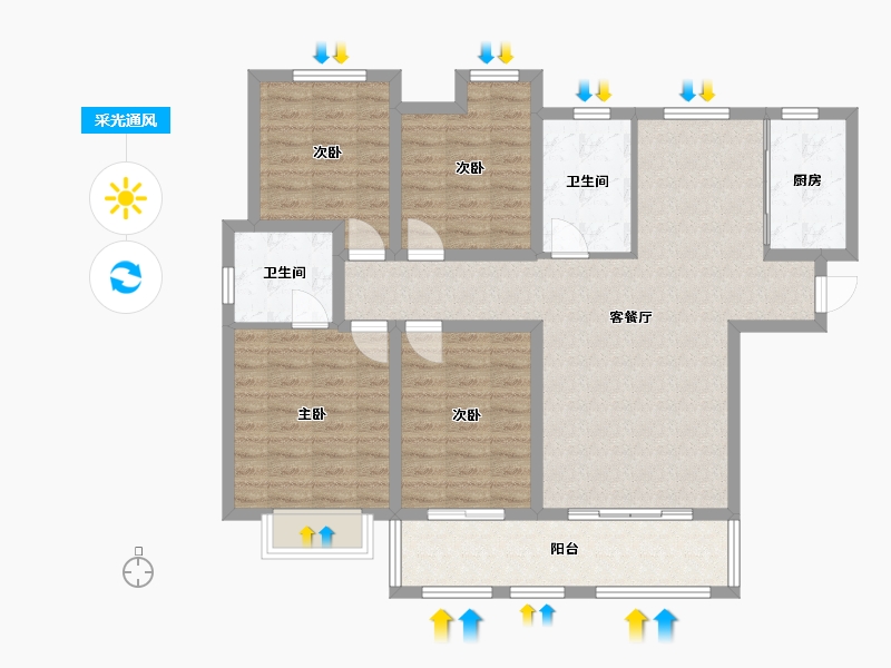 安徽省-合肥市-滨湖沁园C区-121.00-户型库-采光通风