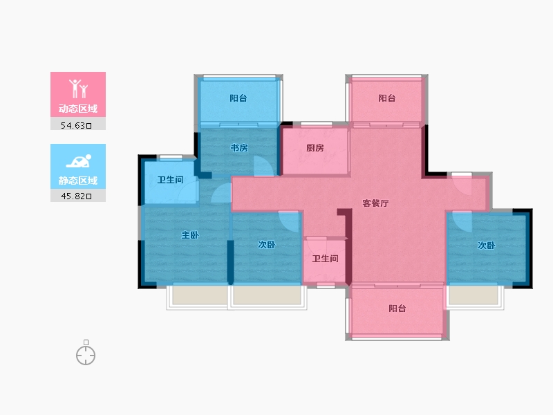 湖南省-郴州市-皇庭-90.57-户型库-动静分区