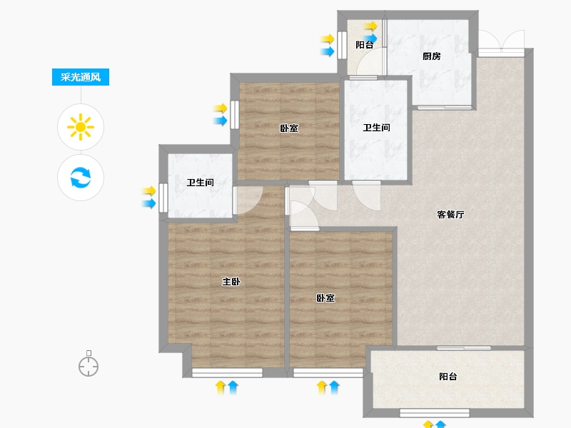 四川省-成都市-怡心湖岸-73.60-户型库-采光通风