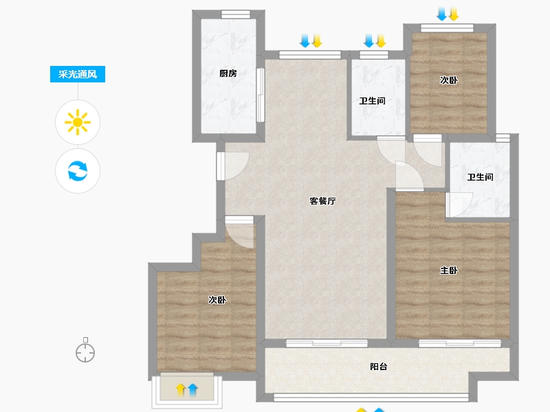 江西省-宜春市-华亭壹号-86.40-户型库-采光通风