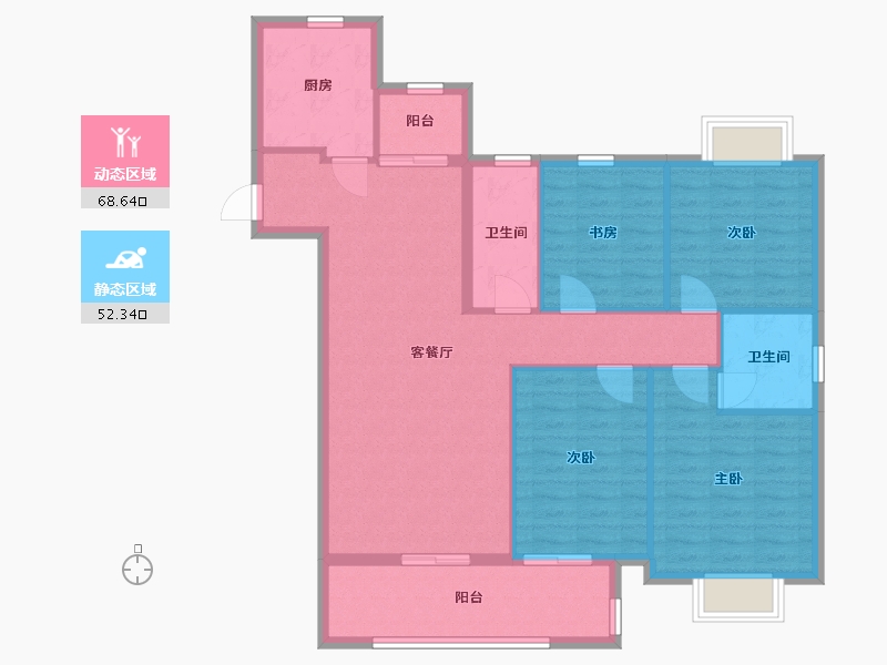 湖北省-咸宁市-东方御府-112.00-户型库-动静分区