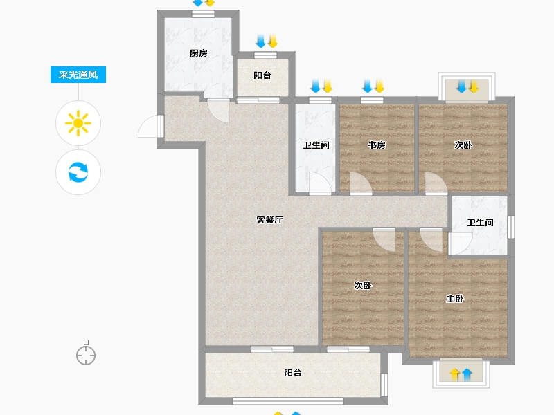 湖北省-咸宁市-东方御府-112.00-户型库-采光通风