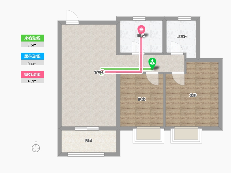 江苏省-徐州市-龙栖翠屏-66.40-户型库-动静线