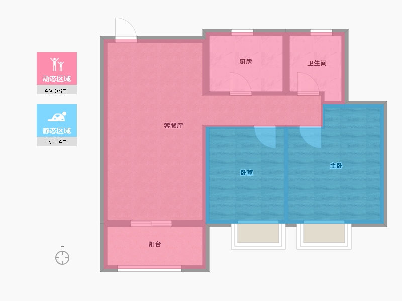 江苏省-徐州市-龙栖翠屏-66.40-户型库-动静分区