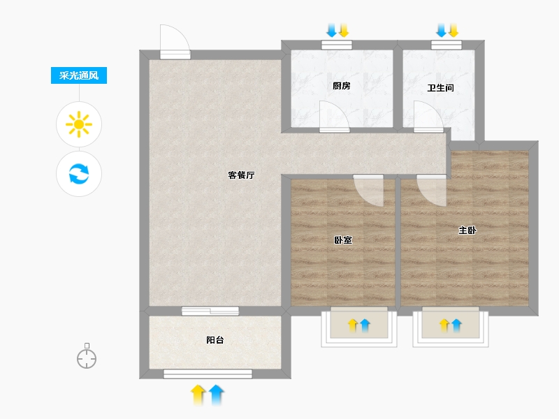 江苏省-徐州市-龙栖翠屏-66.40-户型库-采光通风