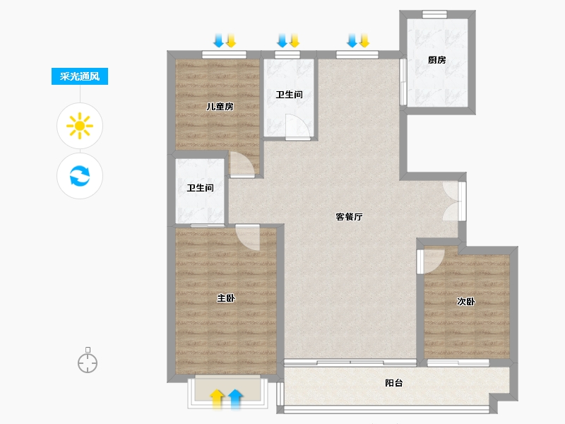 山东省-潍坊市-临朐恒信城投伯爵公馆-104.97-户型库-采光通风