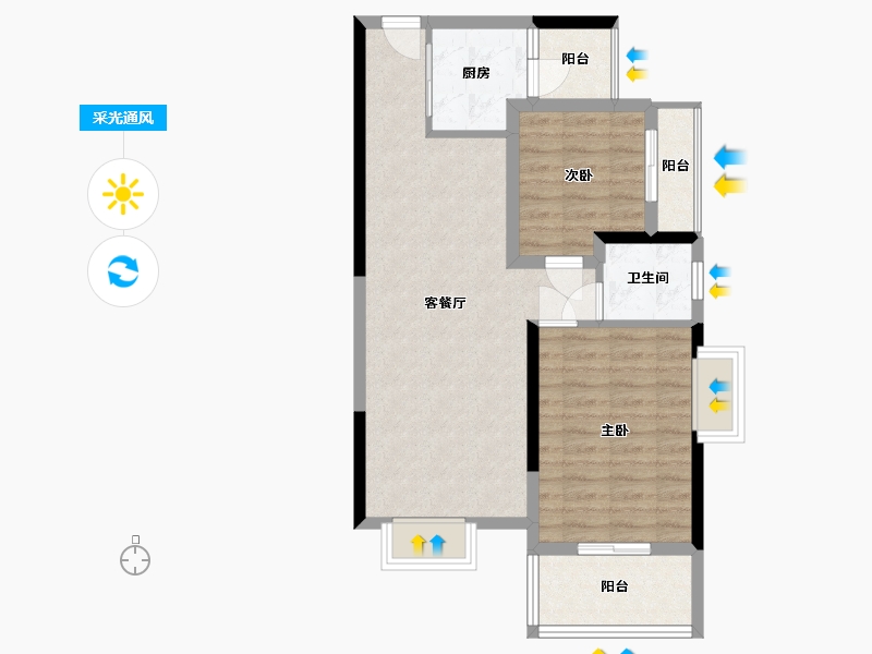 四川省-德阳市-蔚蓝半岛二期-77.02-户型库-采光通风