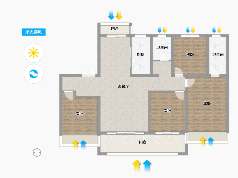 河南省-安阳市-绿城国际-124.51-户型库-采光通风