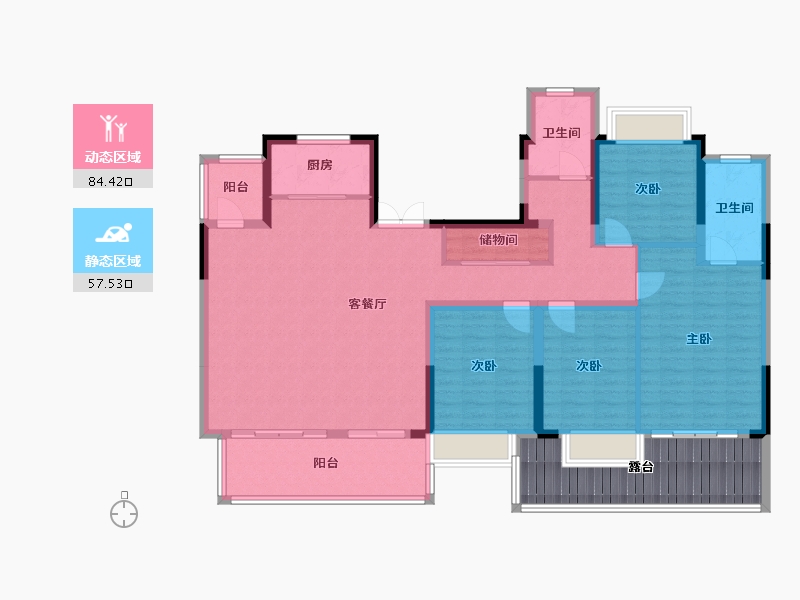 安徽省-蚌埠市-鼎元学府-142.40-户型库-动静分区