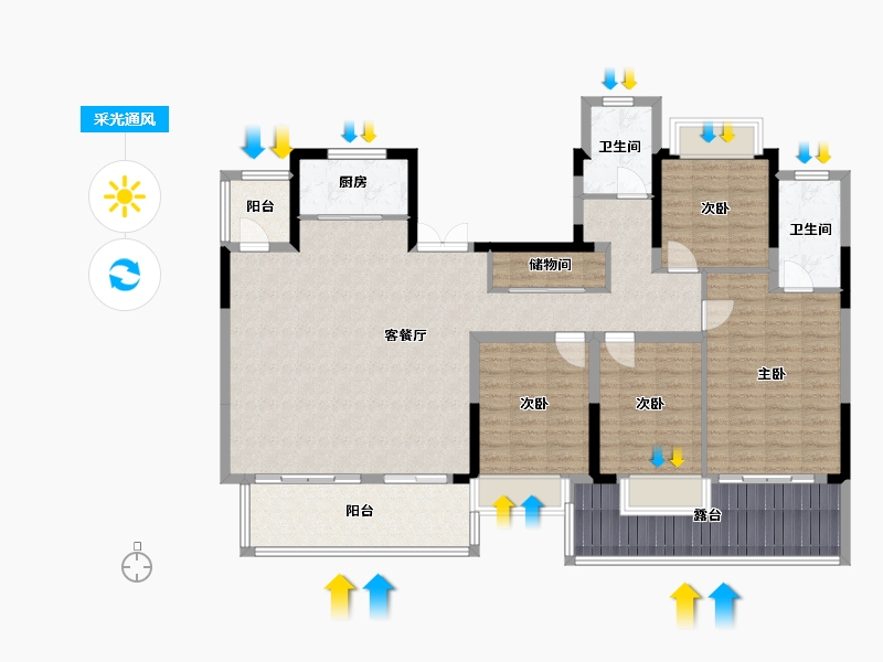 安徽省-蚌埠市-鼎元学府-142.40-户型库-采光通风