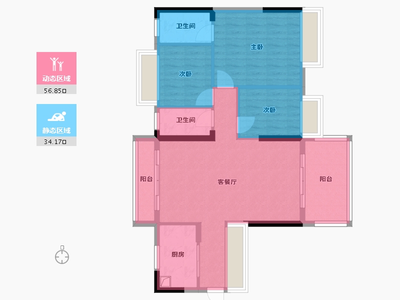 广东省-清远市-东瀚云尚四季-82.30-户型库-动静分区